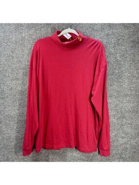 Vintage Disney Store Winnie The Pooh Turtleneck Top Womens XL Red Embroidered